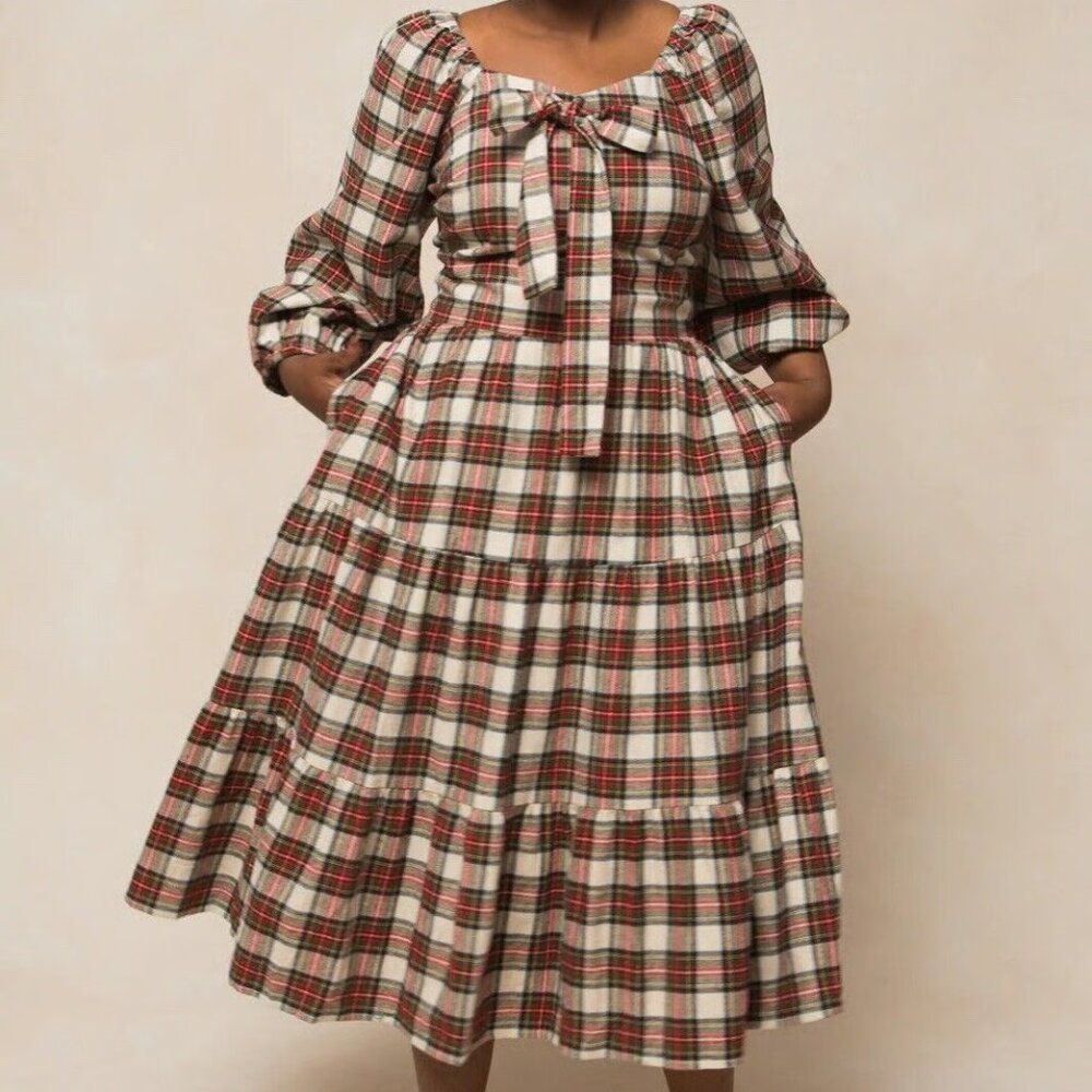 Ivy City Co Merry Dress in Holiday Plaid 2X NWT